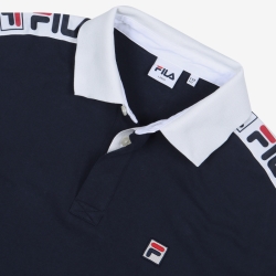 Fila Logo Tape Series - Miesten Poolopaita - Laivastonsininen | FI-94418